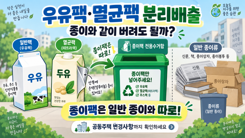 우유팩·멸균팩 분리배출, 종이와 같이 버려도 될까?