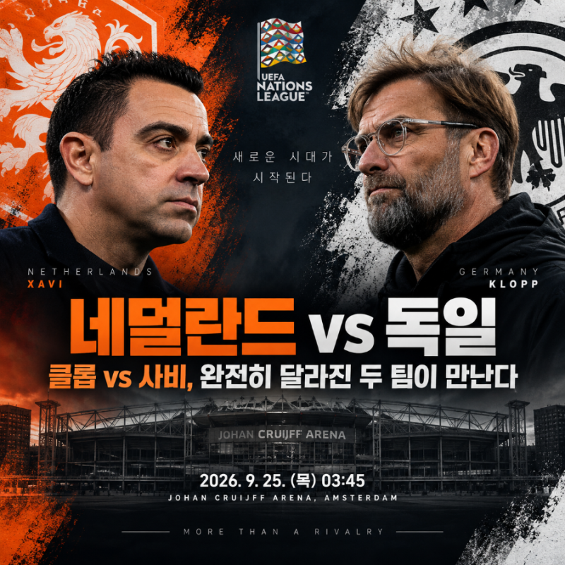 네덜란드 vs 독일 : 클롭 vs 사비, 완전히 달라진 두 팀이 만난다