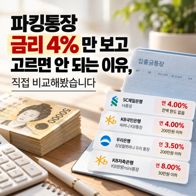 파킹통장 금리 4%만 보고 고르면 안 되는 이유, 직접 비교해봤습니다