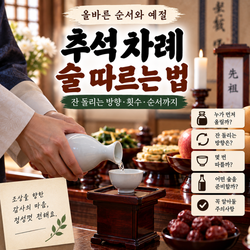 추석 차례 술 따르는 법｜잔 돌리는 방향·횟수·순서까지 쉽게 정리