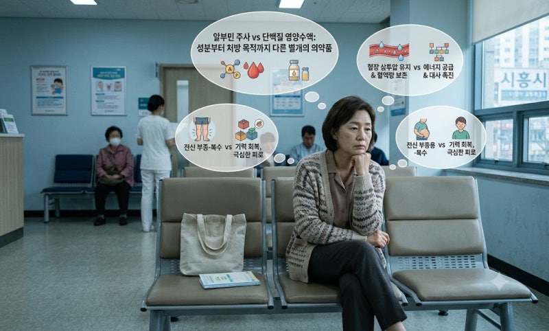 아침마다 온몸이 붓고 기운 없을 때, 병원 알부민 주사 VS 단백질 영양수액 진짜 차이점