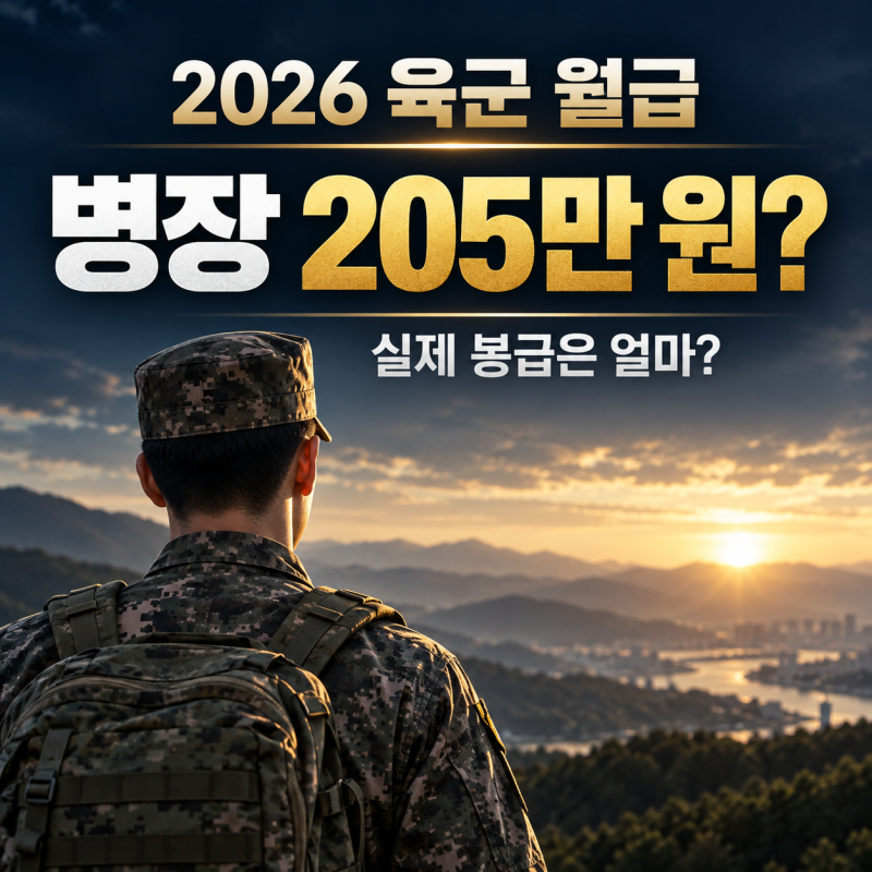 2026 육군 월급 얼마? 이병·일병·상병·병장 봉급표와 병장 205만 원의 뜻
