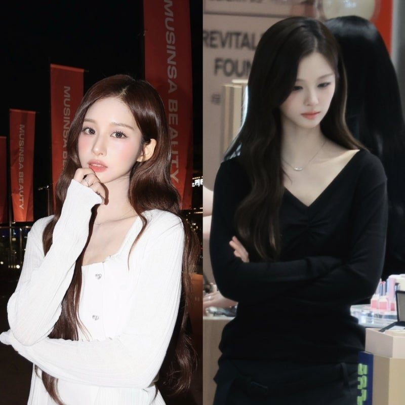 니트는 이렇게! 엔믹스 설윤 가디건과 셔링 브이넥 니트