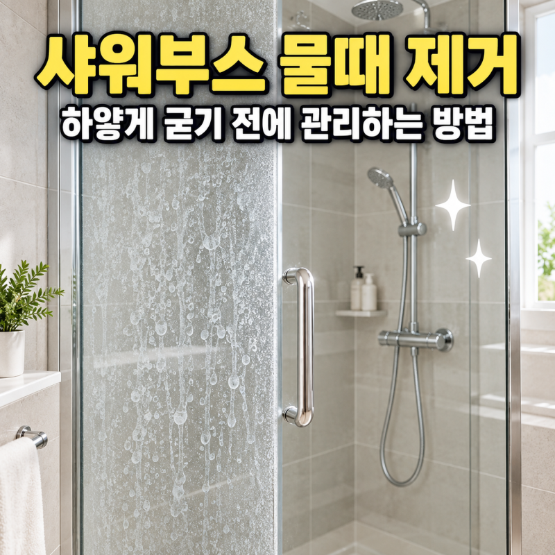 샤워부스 물때 제거, 하얗게 굳기 전에 관리하는 방법