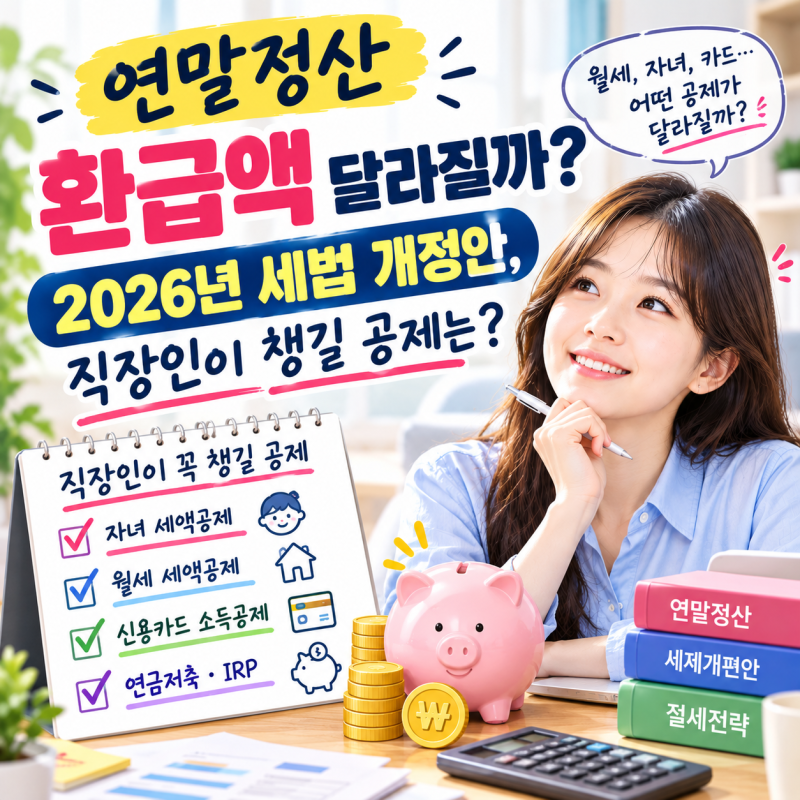 연말정산 환급액 달라질까? 2026년 세법 개정안, 직장인이 챙길 공제는?