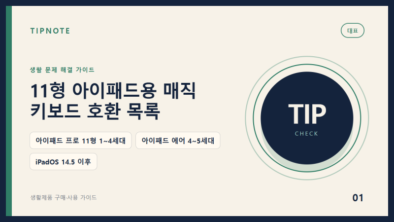 11형 아이패드용 매직 키보드 사양에는 어떤 프로·에어 세대가 적혀 있나요?