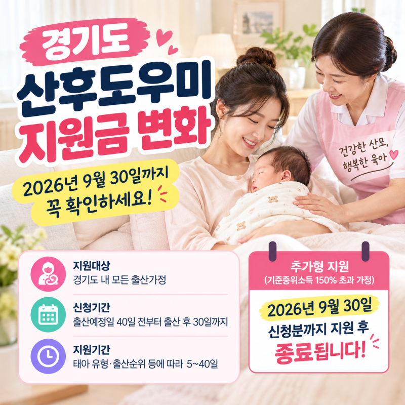 2026년 경기도 산후도우미 지원금 변화 총정리