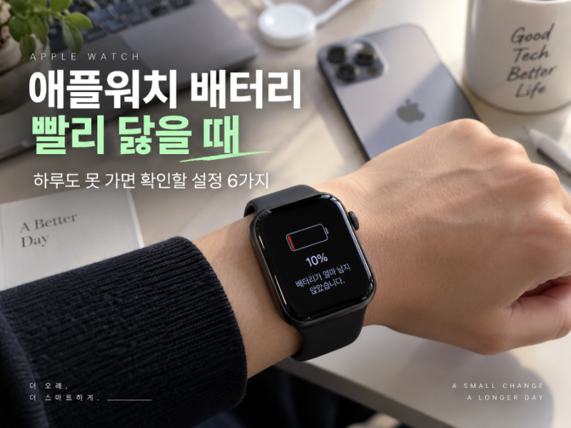 애플워치 배터리 빨리 닳을 때｜하루도 못 가면 확인할 설정 6가지
