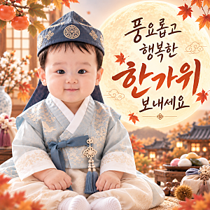 아기사진으로 추석 인사말 카드 만들기 (GPT AI 프롬프트 공유)