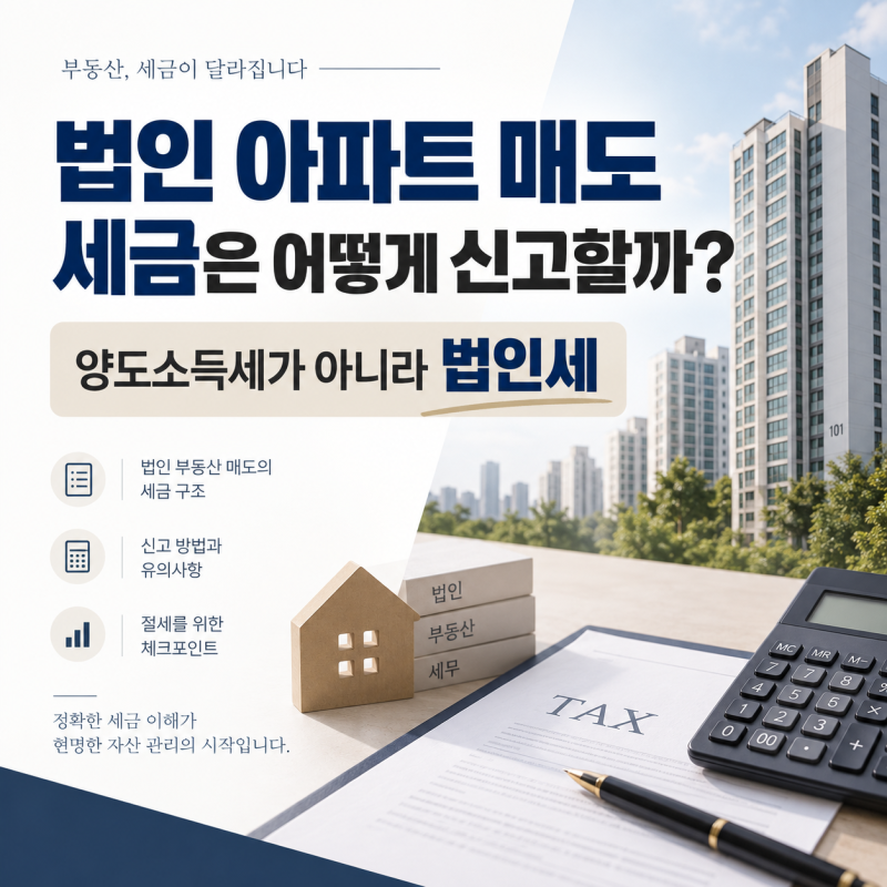 법인 소유 아파트 매도 시 양도소득세? 법인세 신고 방법 알아보기