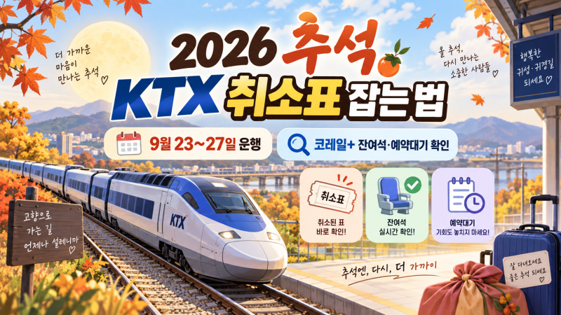 2026 추석 KTX 취소표 잡는 법  코레일+ 잔여석·예약대기·수서역 예매 총정리