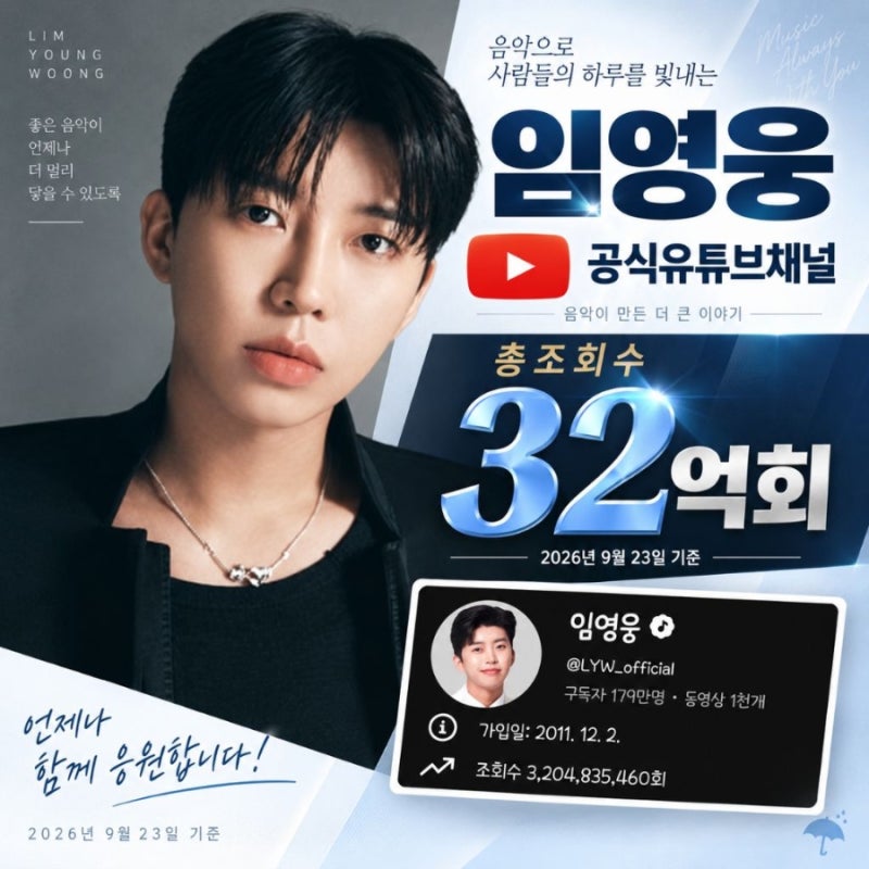 [임영웅 32억 뷰 돌파] 유튜브 누적 조회수 32억 회 대기록! 영웅시대가 만든 또 하나의 신화