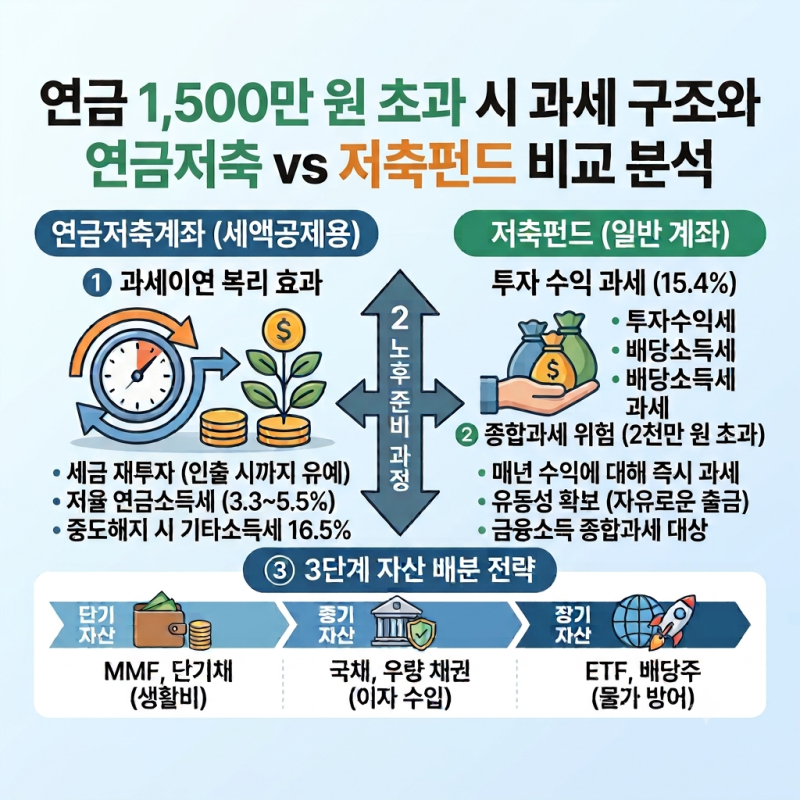 연금 1,500만 원 초과 시, 과세 구조와 연금저축 vs 저축펀드 비교 분석
