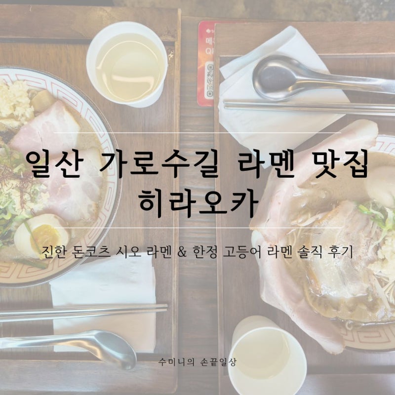 일산 가로수길 라멘 맛집 히라오카 | 진한 돈코츠 시오 라멘 & 한정 고등어 라멘 솔직 후기