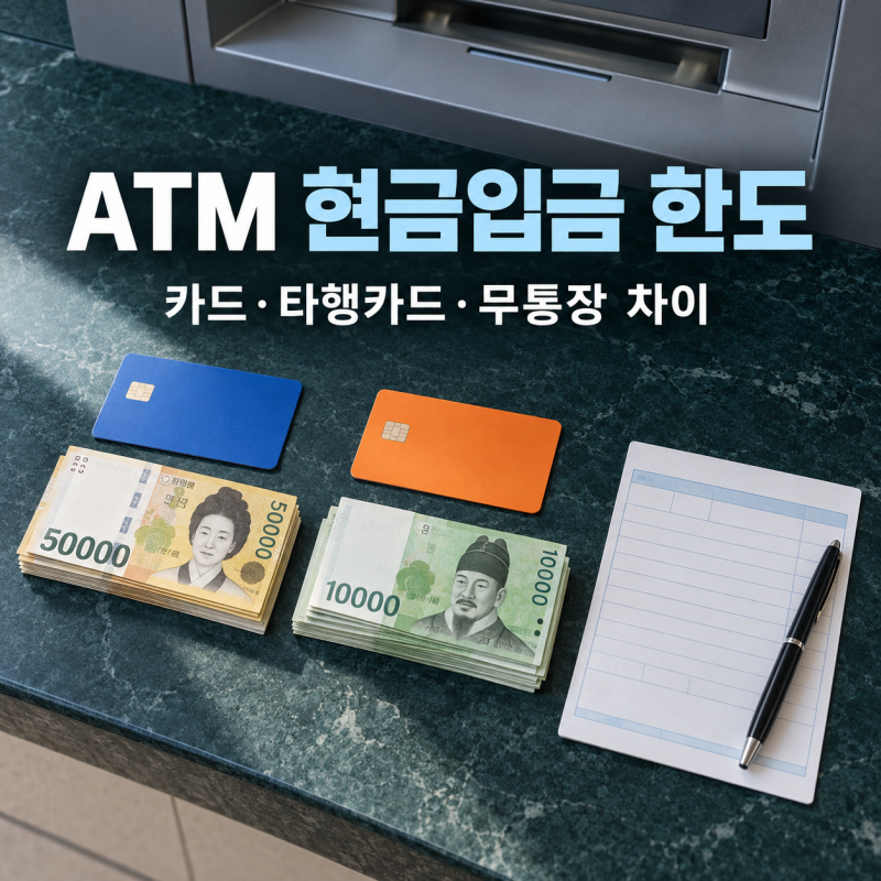 ATM에 현금을 입금할 때 한도, 다른 은행 카드와 무통장입금의 차이