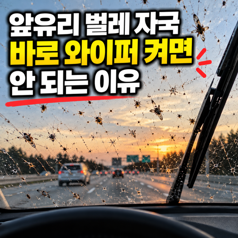 자동차 앞유리 벌레 자국 없애기, 바로 와이퍼 돌리면 안 되는 이유