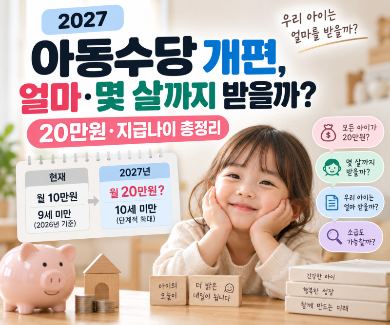 2027 아동수당 개편, 얼마·몇 살까지 받을까?｜20만원 누구부터 받나