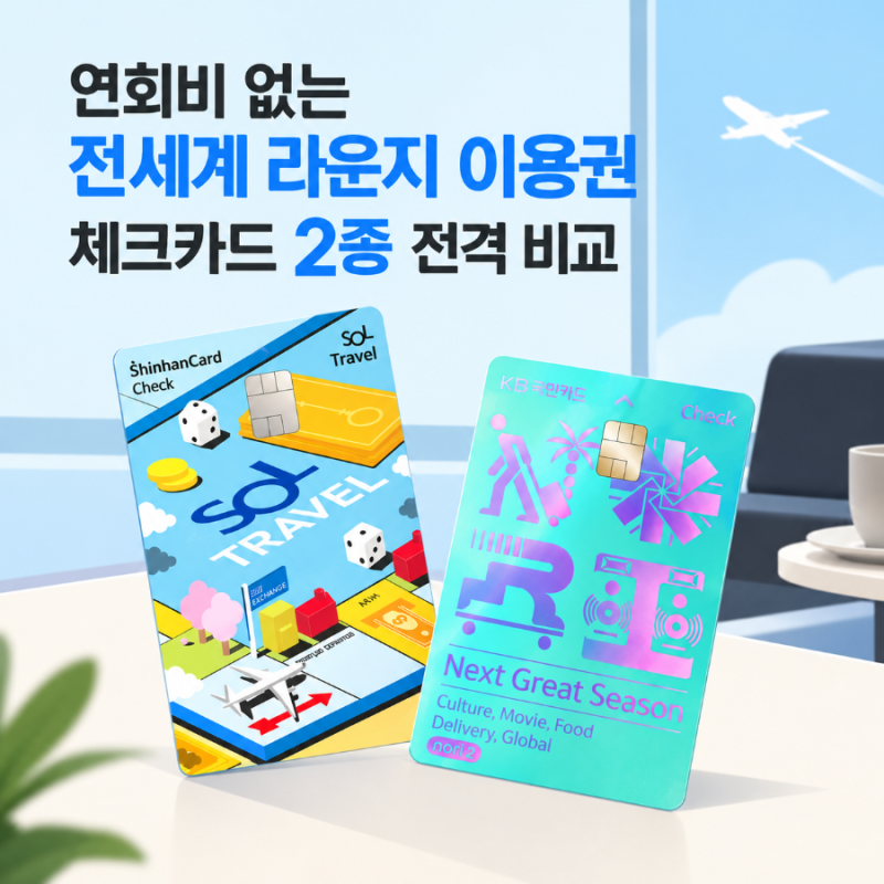 연회비 없는 전세계 라운지 이용권 체크카드 2종 전격 비교 한눈에 보니 장단점이 뚜렷해요