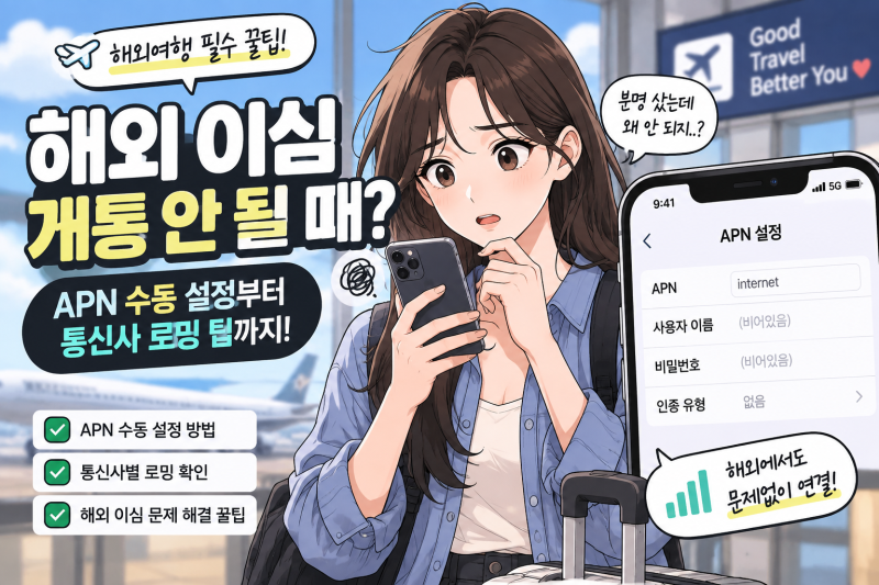 해외 eSIM 개통 오류 100% 해결! APN 수동 설정 및 통신사 로밍 꿀팁