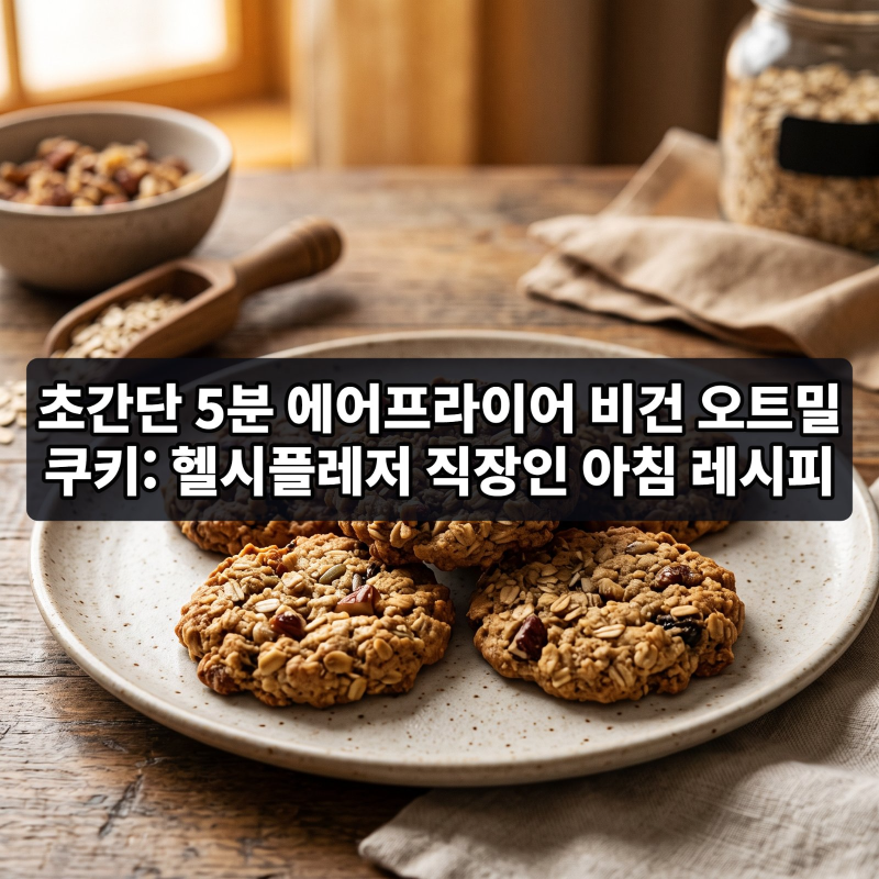 5분 완성 에어프라이어 비건 오트밀 쿠키, 직장인 아침식사 다이어트 간식 가시비 레시피