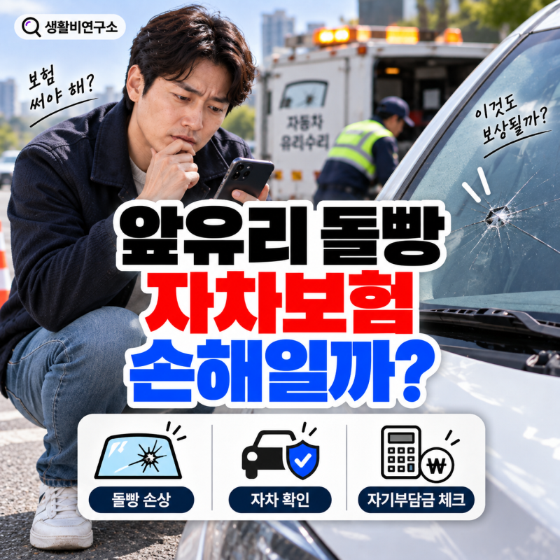 자동차 앞유리 돌빵, 자차보험 접수하면 손해일까? 20·50·100만원 수리비 실제 계산