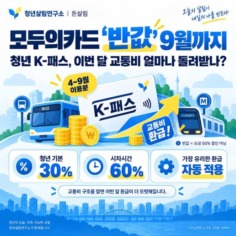 모두의카드 ‘반값’ 9월까지｜청년 K-패스, 이번 달 교통비 얼마나 돌려받나?