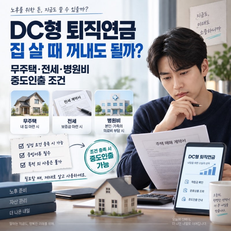 “DC형 퇴직연금, 집 살 때 꺼내도 될까?” 무주택·전세·병원비 중도인출 조건