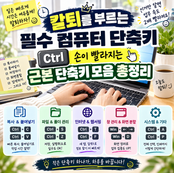 칼퇴를 부르는 필수 컴퓨터 단축키: 손이 빨라지는 Ctrl 근본 단축키 모음 총정리