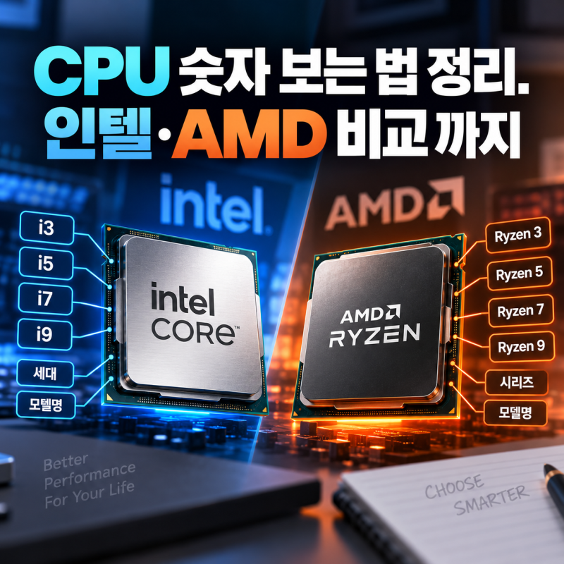 CPU 숫자 보는 법, i3·i5·i7만 보면 안되는 이유. 인텔·AMD 비교 정리까지