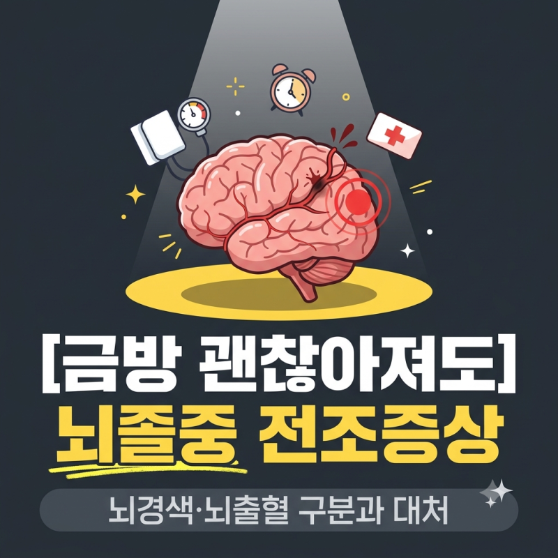 뇌졸중전조증상 뇌경색 뇌출혈 차이, 5분 만에 사라져도 병원 가야 할까