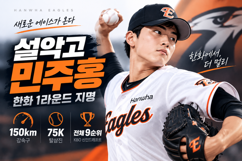 설악고 민주홍 프로필｜한화 1라운드 9순위, 150km 강속구 투수는 누구?