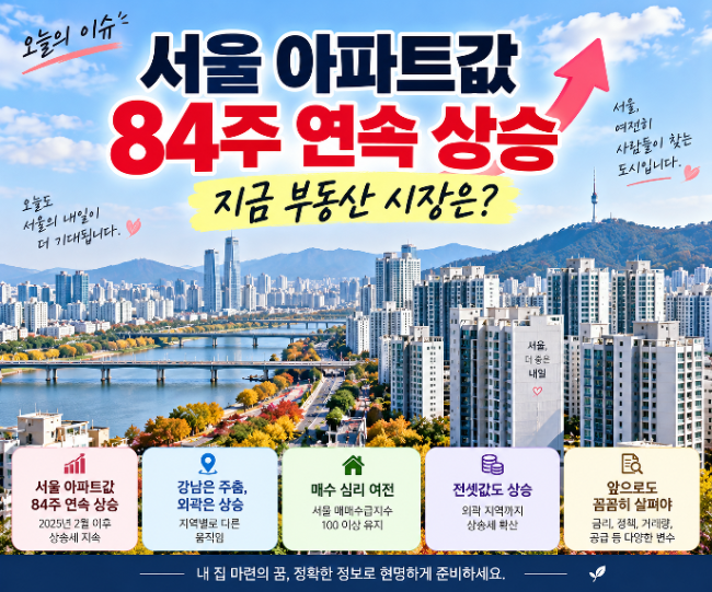 서울 아파트값 84주 연속 상승, 지금 부동산 시장은? 강남은 떨어진다는데~