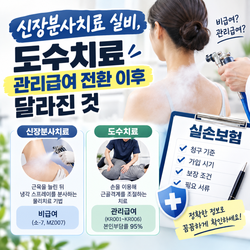 신장분사치료 실비 청구 가능할까? MZ007 비급여와 도수치료 관리급여 총정리