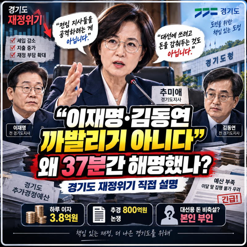 [정치] “이재명·김동연 까발리기 아니다”…추미애가 37분간 ‘경기도 재정위기’ 설명한 ....