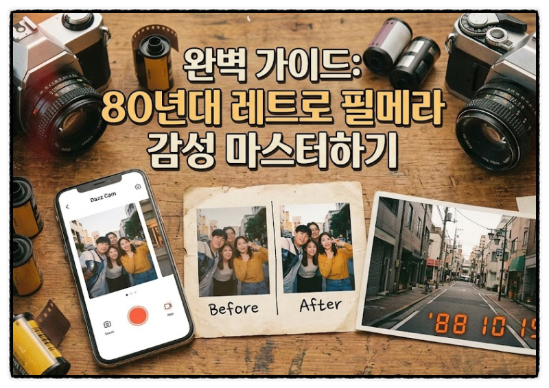 80년대 감성 레트로 사진 찍는 법｜필름 카메라 앱 TOP 4 비교·보정·AI 활용 꿀팁