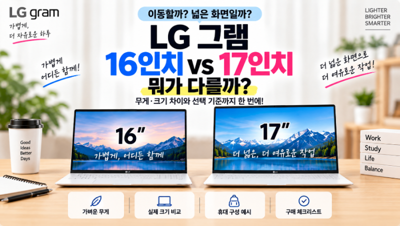 LG 그램 16인치 17인치 비교｜무게·크기 차이와 선택 기준