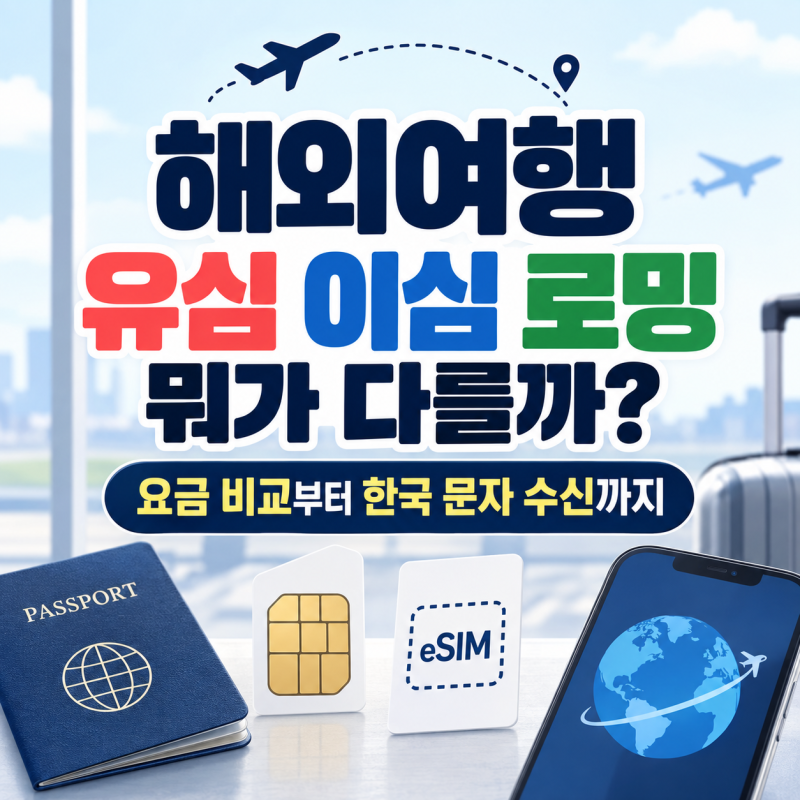 해외여행 유심 이심 로밍 뭐가 다를까? | 요금 비교부터 한국 문자 수신까지