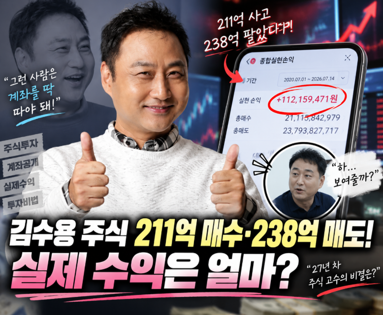 김수용 주식 계좌 공개, 211억 사고 238억 팔았다…그런데 실제 수익은 얼마?