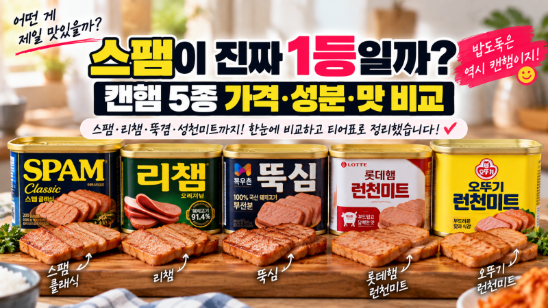 스팸이 진짜 1등일까? 캔햄 5종 가격·성분·맛 비교 + 최종 티어표 [나눔꾼 핫픽]