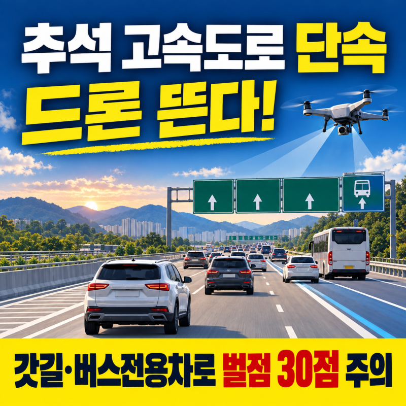 추석 고속도로 단속 드론 뜬다 갓길 버스전용차로 벌점 30점 주의