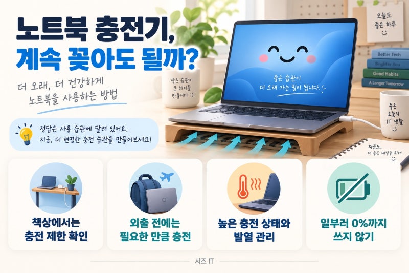 노트북 충전기 계속 꽂아둬도 될까? 배터리 수명 위해 먼저 볼 설정