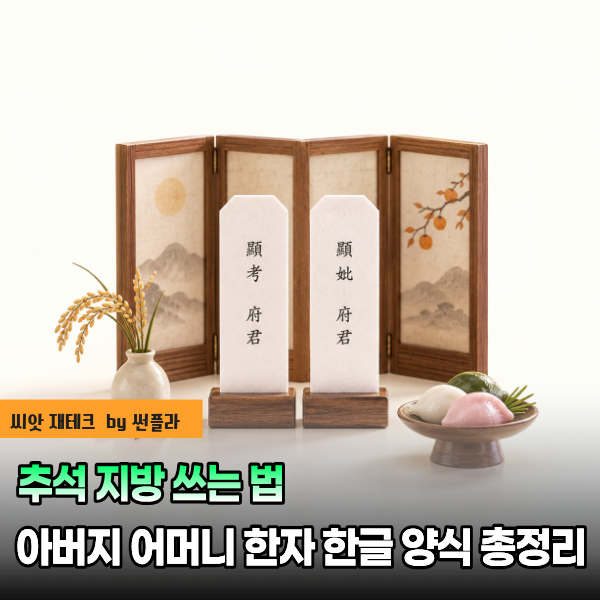 추석 지방 쓰는 법 아버지 어머니 한자 한글 양식 총정리