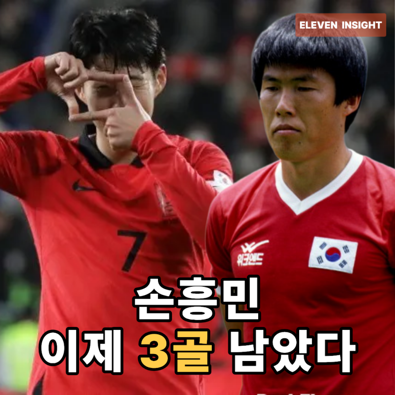 손흥민 이제 3골 남았다…차범근 넘어 한국 축구 역대 최다골 가능할까?
