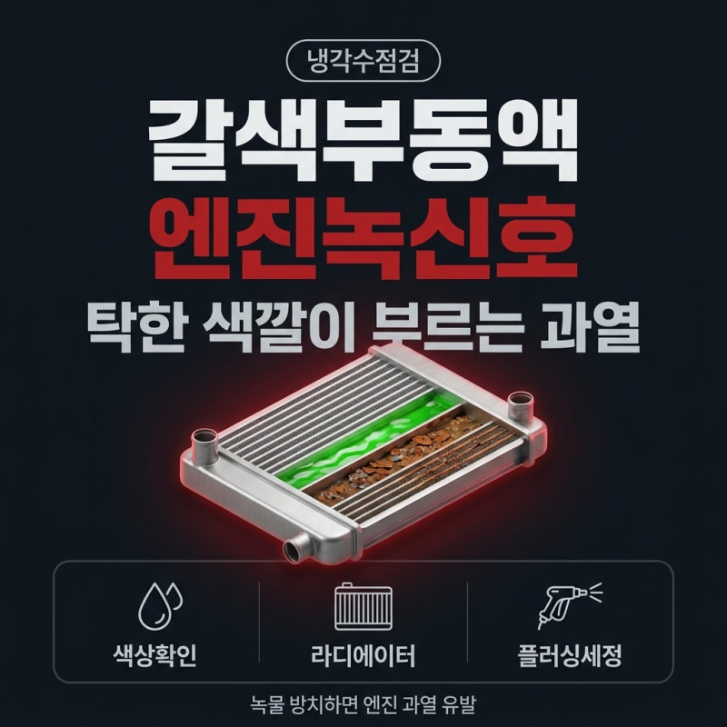 자동차부동액색상 변화로 라디에이터녹확인