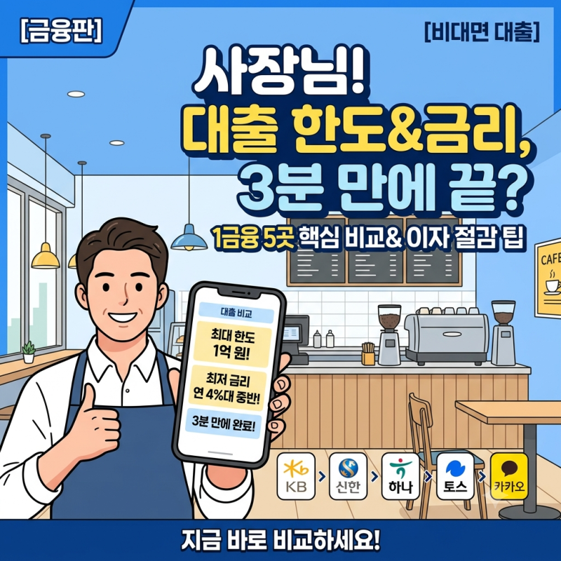 개인사업자 신용대출 금리 비교 "시중은행과 토스 중 어디가 더 쌀까?" 2026년 1금융권 비대면 ....