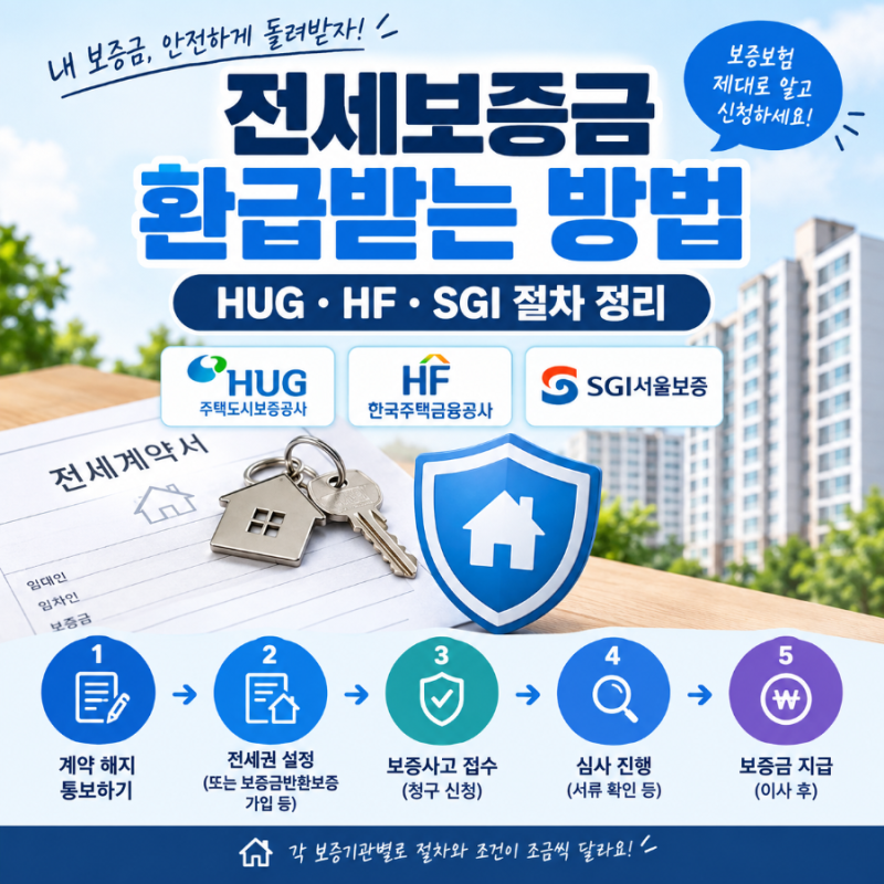 전세보증금 환급받는 방법 HUG·HF 등 보증보험별 이행청구 절차 총정리