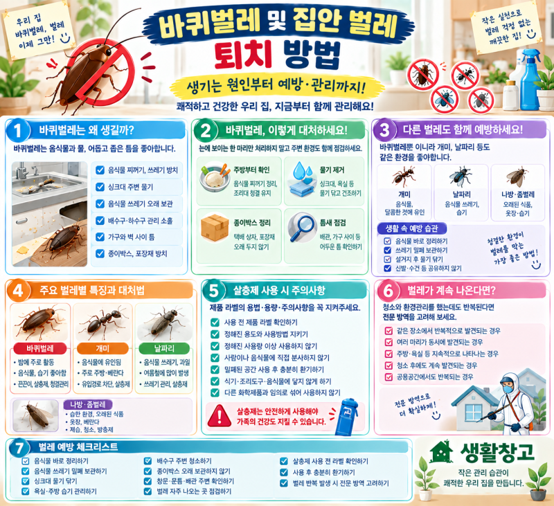바퀴벌레 및 집안 벌레 퇴치 방법｜생기는 원인부터 예방·관리까지