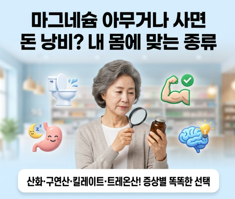 마그네슘 영양제 아무거나 사면 돈 낭비? 내 몸에 맞는 종류 고르는 법