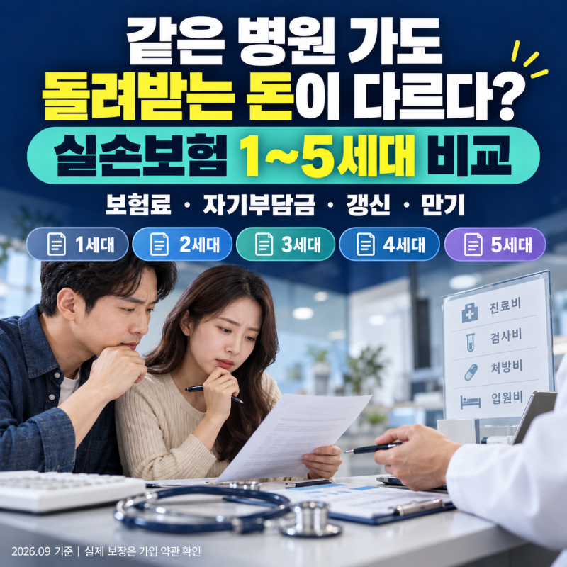 '같은 병원 가도 돈이 다르다?' 실손보험 1세대부터 5세대까지 차이점 비교(+가격 특징 기간 ....