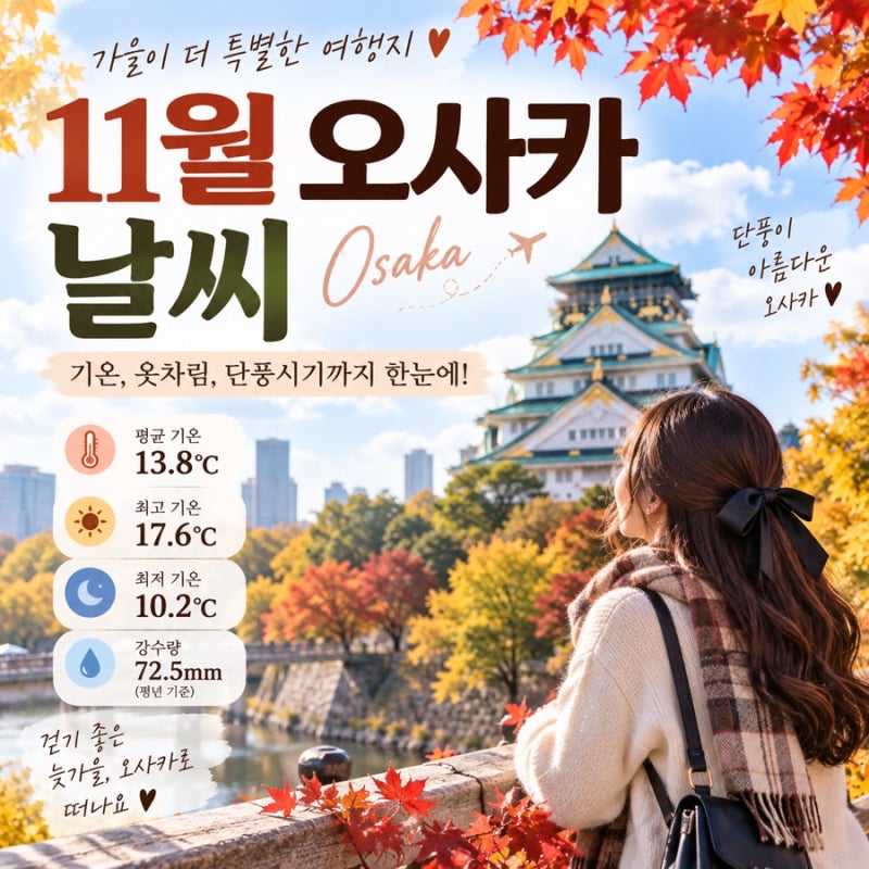 11월 오사카 날씨 총정리, 초중후반 옷차림과 단풍 여행 준비물